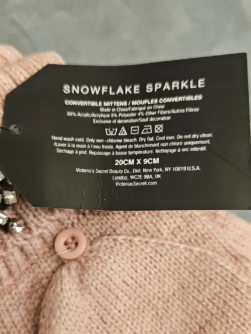 Victoria's Secret Pink Crystal  Knit Headband & Matching Gloves Winter Angel